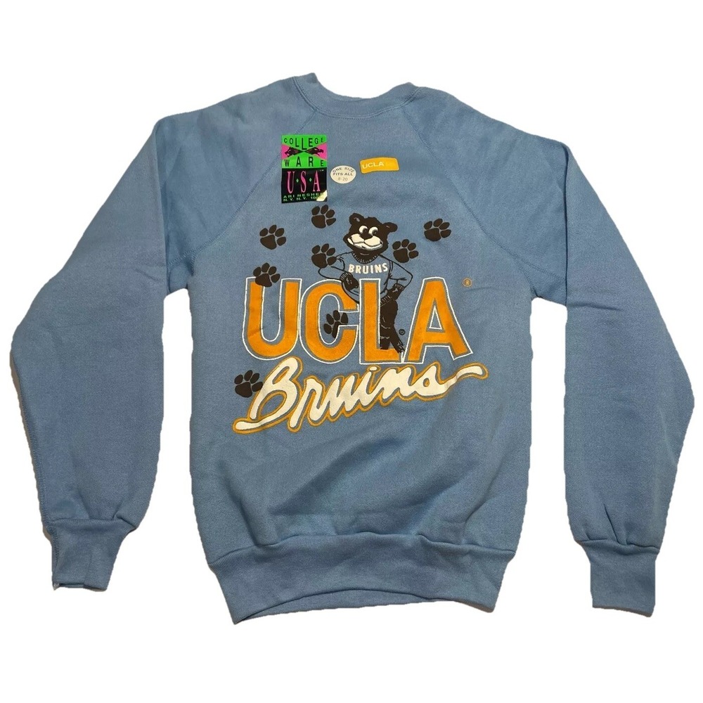 UCLA College Bruins Bear Sweatshirt Light Blue Brand New 80's Rare